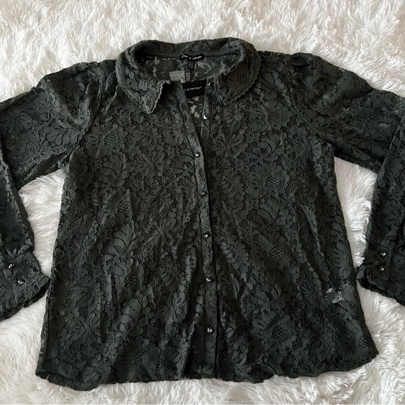 Cable & Gauge Lace Button Down Blouse - Picture 1 of 5